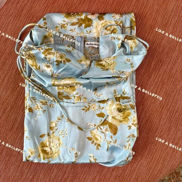 Reformation Marguerite Silk Dress in Heavenly Blue - Picture 6 of 11